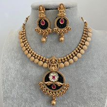 RubyGreen Gold Necklace Antique Temple Necklace With Gold Plating Guttapusalu Necklace Wedding necklace Bridal necklace Indian Necklace