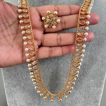 Long gold plated Polki Pearl mala Necklace/Indian Long Necklace/Pakistani Jewelry/Haram Necklace/Indian/Punjabi /Indian Wedding/Rani Haar