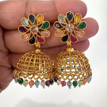 Gold Polki Jhumka/Stone Jhumka/Indian Jewelry/Indian jhumka earrings/Pakistani Jewelry/Indian earrings/Temple jewelry/Jhumka earrings/bridal