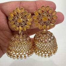 Gold Plated Polki Jhumka/stone Jhumka/Indian Jewelry/Pakistani/Punjabi/Indian/Statement earring/Bridal earring/Indian wedding
