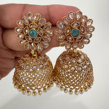 Gold Plated Polki Jhumka/stone Jhumka/Indian Jewelry/Pakistani/Punjabi/Indian/Statement earring/Bridal earring/Indian wedding