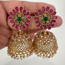 Gold Plated Polki Jhumka/stone Jhumka/Indian Jewelry/Pakistani/Punjabi/Indian/Statement earring/Bridal earring/Indian wedding