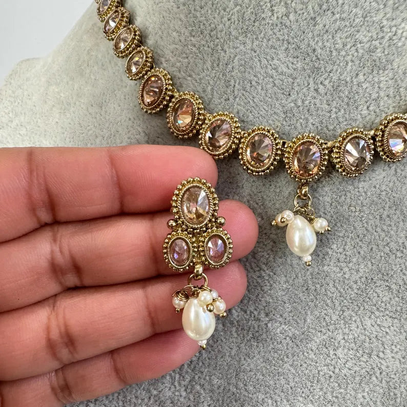 Antique Polki Kundan necklace/Indian jewelry/Punjabi/Pakistani/Wedding necklace/Bridal necklace/Indian necklace