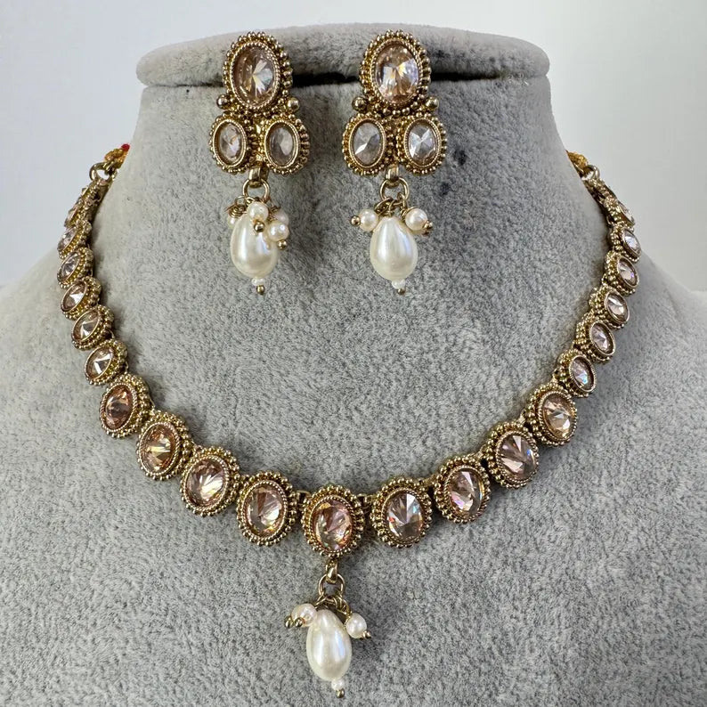 Antique Polki Kundan necklace/Indian jewelry/Punjabi/Pakistani/Wedding necklace/Bridal necklace/Indian necklace