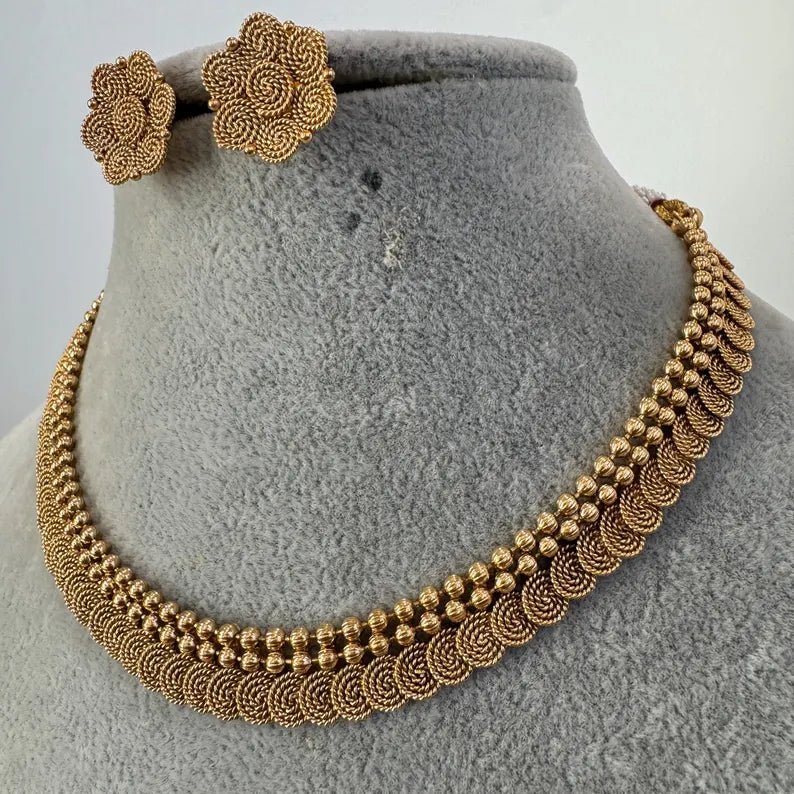 Antique Gold Necklace/Rajwadi necklace/South Indian Jewelry/Wedding necklace/Bridesmaid Necklace/Indian necklace/Gift for her
