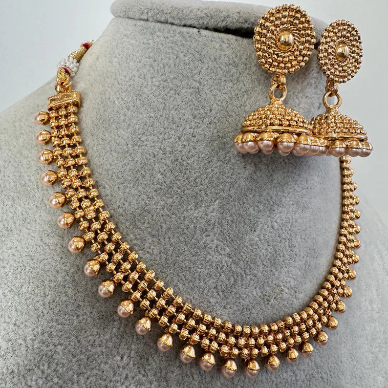 Antique Gold Necklace/South Indian Jewelry/Temple Jewelry/Guttapusalu Necklace/Wedding necklace/Bridal necklace/Indian necklace