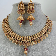 RubyGreen Gold Necklace South Indian Jewelry Temple Jewelry Guttapusalu Necklace Wedding necklace