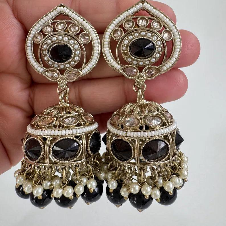 Antique Polki kundan Jhumka/stone Jhumka/Indian Jewelry/Pakistani Jewelry/Punjabi Jewelry/Statement earrings/Bridal earring/Indian wedding