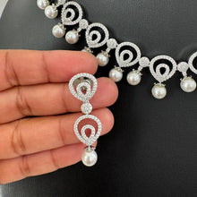 Pearl CZ diamond Necklace, Cubic Zircon Necklace, Indian Jewelry, Pakistani Jewelry, Bollywood Indian Wedding, Prom Necklace, Gift for Her