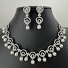 Pearl CZ diamond Necklace, Cubic Zircon Necklace, Indian Jewelry, Pakistani Jewelry, Bollywood Indian Wedding, Prom Necklace, Gift for Her