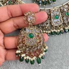 Green Polki Kundan Necklace set/Statement Necklace Set/Indian Jewelry/Pakistani Jewelry set/Wedding necklace/Bridal necklace/Indian