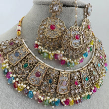 Navratan Polki Kundan Necklace set/Statement Necklace Set/Indian Jewelry/Pakistani Jewelry set/Wedding necklace/Bridal necklace/Indian