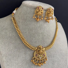 Ruby Gold Necklace, Goddess Laxmi South Indian Jewelry Temple Jewelry Guttapusalu Necklace Wedding necklace Bridal necklace Indian Necklace