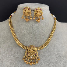 Ruby Gold Necklace, Goddess Laxmi South Indian Jewelry Temple Jewelry Guttapusalu Necklace Wedding necklace Bridal necklace Indian Necklace