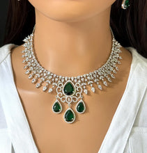 Emerald Green CZ diamond Bridal Necklace Jewelry, Prom Jewelry, Mother of the Bride CZ Crystal Necklace, Bridesmaid, Graduation gift