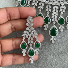 Green CZ diamond necklace,American Diamond wedding necklace, Cz jewelry, Indian, Pakistani, Punjabi wedding jewelry, Bridal necklace