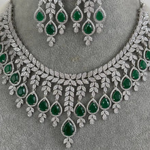 Green CZ diamond necklace,American Diamond wedding necklace, Cz jewelry, Indian, Pakistani, Punjabi wedding jewelry, Bridal necklace