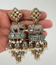 Victorian CZ Diamond Elephant Large Jhumka/Statement Earrings\CZ Indian Jhumka/Pakistani Jewelry/Indian Earring/Indian wedding/Gift for her