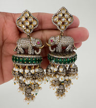 Victorian CZ Diamond Elephant Large Jhumka/Statement Earrings\CZ Indian Jhumka/Pakistani Jewelry/Indian Earring/Indian wedding/Gift for her