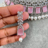 Pink Silver CZ Diamond necklace, American Diamond Necklace,Indian pakistani jewelry for wedding, gift for her, bridal jewelry