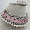 Pink Silver CZ Diamond necklace, American Diamond Necklace,Indian pakistani jewelry for wedding, gift for her, bridal jewelry