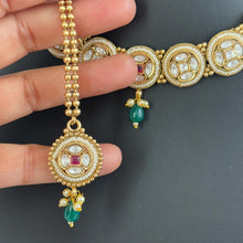 RubyGreen gold Fine Kundan Polki Kundan choker Antique necklace wedding jewelry Indian Jewelry Pakistani Jewelry Wedding necklace Bridal