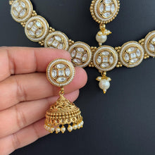 Gold Fine Kundan Polk necklace/South Indian/Temple Jewelry/Matt gold necklace/Rajwadi Necklace/Indian Wedding necklace/Bridal necklace