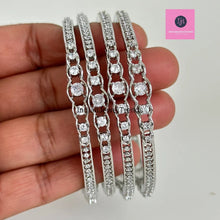 Delicate Silver Finish American Diamond Bangles /CZ Bangles/Bracelet/Indian Party Bangles/CZ stone bangle/Indian wedding/bridal jewelry 4Pcs