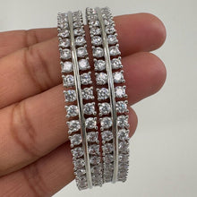 Set of 2 Cz Classic Bangles With Rhodium Plating,/Bracelet/Indian Party Wear Bangles/CZ stone bangles/Indian wedding/bridal jewelry