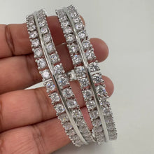 Set of 2 Cz Classic Bangles With Rhodium Plating,/Bracelet/Indian Party Wear Bangles/CZ stone bangles/Indian wedding/bridal jewelry