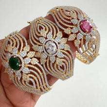 CZ Diamond Gold 2-Tone Plated Bracelet/High-quality CZ Openable bracelet/Indian Jewelry/statement Kada/bridesmaid gift/Fit Sizes 2.2,2.4,2.6