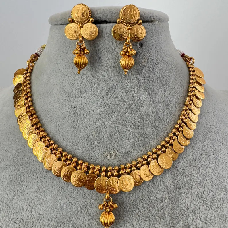 Antique Temple Gold Coin Necklace/South Indian Jewelry/Temple Jewelry/Guttapusalu Necklace/Wedding necklace/Bridal necklace/Indian necklace
