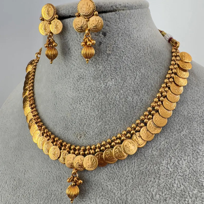 Antique Temple Gold Coin Necklace/South Indian Jewelry/Temple Jewelry/Guttapusalu Necklace/Wedding necklace/Bridal necklace/Indian necklace