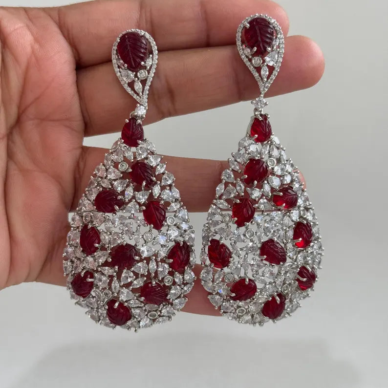 American Diamond earrings/Indian Jewelry/Pakistani Jewelry/Cocktail cz earrings /CZ earrings/AD earrings/Statement earrings/Gift for her