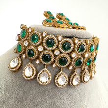 Green Victorian Moissanite Polki Kundan Choker Necklace, Sabyasachi Necklace,Designer Semi Precious, Bollywood Pakistani, Bridal Necklace