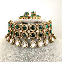 Green Victorian Moissanite Polki Kundan Choker Necklace, Sabyasachi Necklace,Designer Semi Precious, Bollywood Pakistani, Bridal Necklace
