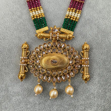 RubyGreen Long gold plated Polki mala Necklace/Indian Long Necklace/Pakistani Jewelry/Necklace Mala/Indian Wedding/Rani Haar