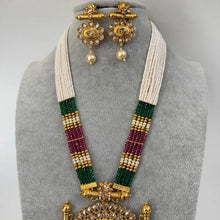 RubyGreen Long gold plated Polki mala Necklace/Indian Long Necklace/Pakistani Jewelry/Necklace Mala/Indian Wedding/Rani Haar