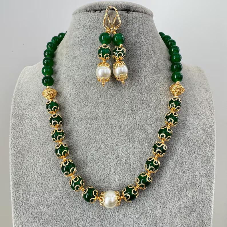 Antique Mala Necklace With Gold Plating, Antique necklace, Indian Jewelry, Pakistani Jewelry, Pearl Beads Mala Necklace, Gift for her