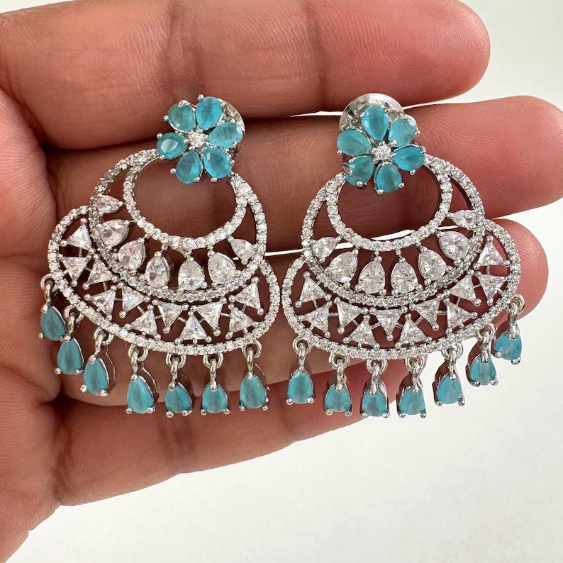 CZ Diamond Indian earrings gift for her