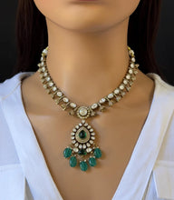 Green Victorian moissanite polki Necklace,Sabyasachi Necklace, Statement Necklace,Semi Precious Necklace,Designer necklace, Indian wedding