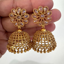 Gold Polki Jhumka/Stone Jhumka/Indian Jewelry/Indian jhumka earrings/Pakistani Jewelry/Indian earrings/Temple jewelry/Jhumka earrings/bridal