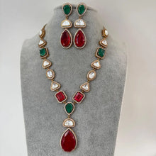 RubyGreen Doublet Victorian uncut polki CZ diamond Necklace,Sabyasachi Necklace,Statement Necklace,Semi Precious Necklace, Designer necklace