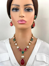 RubyGreen Doublet Victorian uncut polki CZ diamond Necklace,Sabyasachi Necklace,Statement Necklace,Semi Precious Necklace, Designer necklace