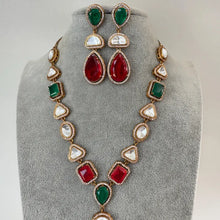 RubyGreen Doublet Victorian uncut polki CZ diamond Necklace,Sabyasachi Necklace,Statement Necklace,Semi Precious Necklace, Designer necklace