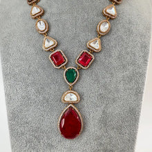 RubyGreen Doublet Victorian uncut polki CZ diamond Necklace,Sabyasachi Necklace,Statement Necklace,Semi Precious Necklace, Designer necklace