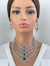 Blue American Diamond necklace/American Diamond/CZ Stones Necklace Set/Elegant/Unique Jewelry/Indian/Pakistani/Bollywood/Indian Wedding
