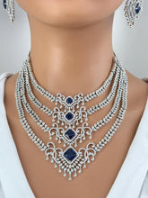 Blue American Diamond necklace/American Diamond/CZ Stones Necklace Set/Elegant/Unique Jewelry/Indian/Pakistani/Bollywood/Indian Wedding