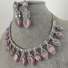 Pink CZ diamond Necklace Jewelry, American Diamond wedding necklace, Cz jewelry,Pakistani, Punjabi wedding jewelry,Prom Jewelry,Gift for her