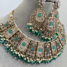 RamaGreen Antique Polki Kundan necklace set/Reverse Ad Necklace/Statement necklace/Indian/Punjabi Necklace/Pakistani Jewelry/Bridal necklace